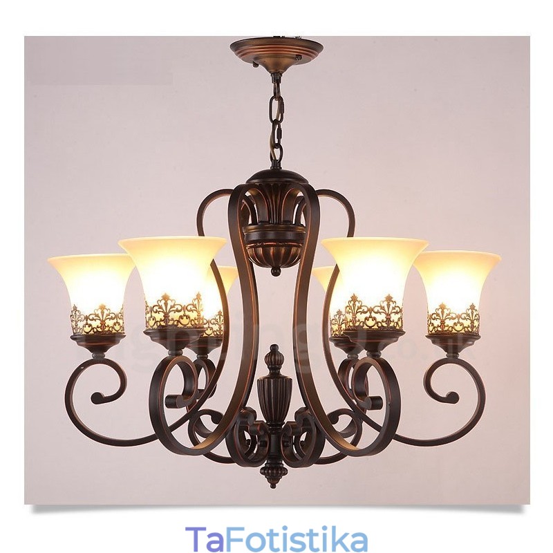 Ενσωματωμένος μεταλλικός πολυέλαιος 6 Light Rustic Lodge