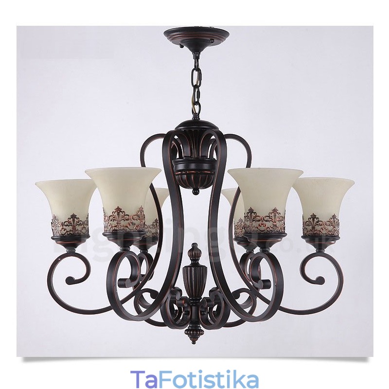Ενσωματωμένος μεταλλικός πολυέλαιος 6 Light Rustic Lodge