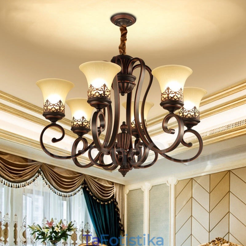 Ενσωματωμένος μεταλλικός πολυέλαιος 6 Light Rustic Lodge