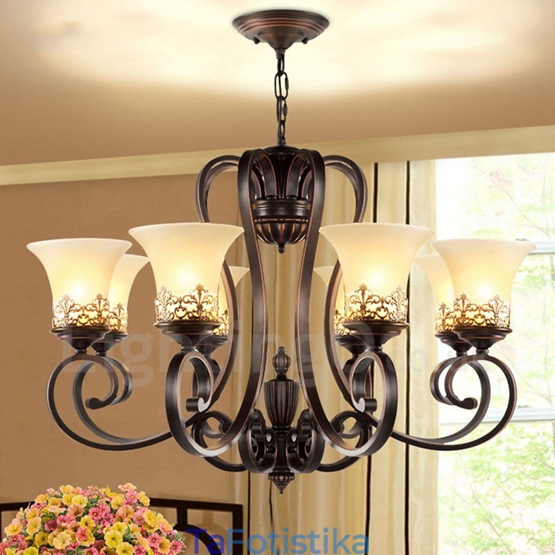Ενσωματωμένος μεταλλικός πολυέλαιος 8 Light Rustic Lodge