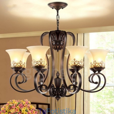 Ενσωματωμένος μεταλλικός πολυέλαιος 8 Light Rustic Lodge Ενσωματωμένος μεταλλικός πολυέλαιος 8 Light Rustic Lodge