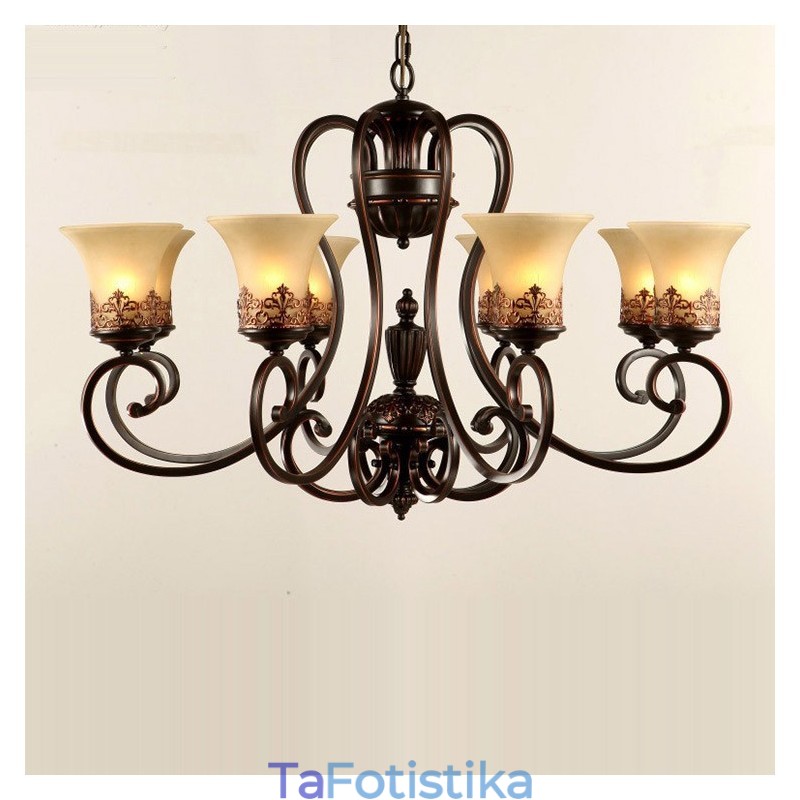 Ενσωματωμένος μεταλλικός πολυέλαιος 8 Light Rustic Lodge
