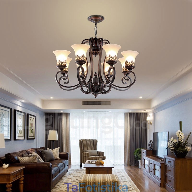 Ενσωματωμένος μεταλλικός πολυέλαιος 8 Light Rustic Lodge