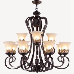 Ενσωματωμένος μεταλλικός πολυέλαιος 12 Light Rustic Lodge