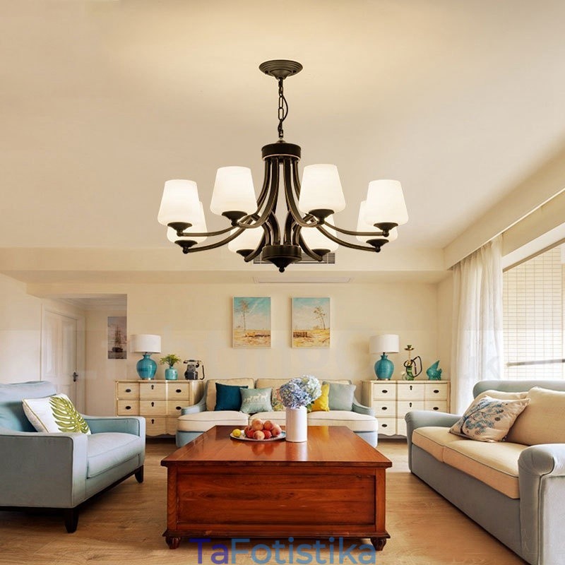 Ενσωματωμένος μεταλλικός πολυέλαιος 8 Light Rustic Lodge