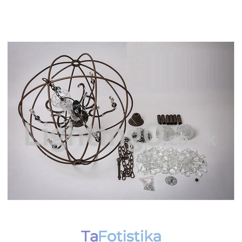 Διάμετρος 60CM 80CM Vintage Ζωγραφική Κρυστάλλων Μεταλλικός Πολυέλαιος Σκουριασμένο χρώμα Κρεμαστό φως