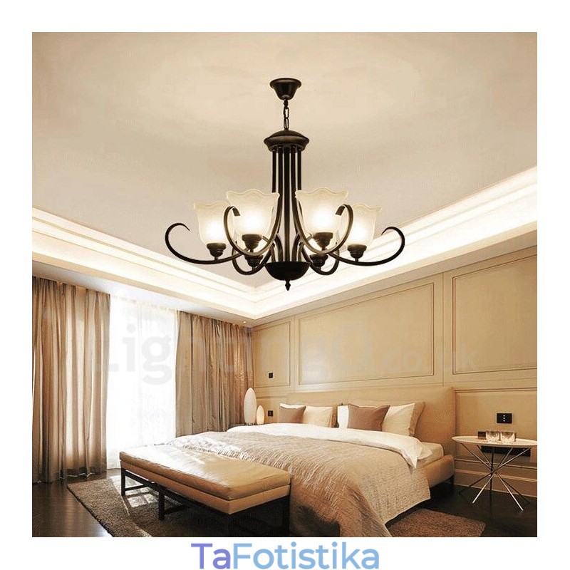 Ενσωματωμένος μεταλλικός πολυέλαιος 6 Light Rustic Lodge