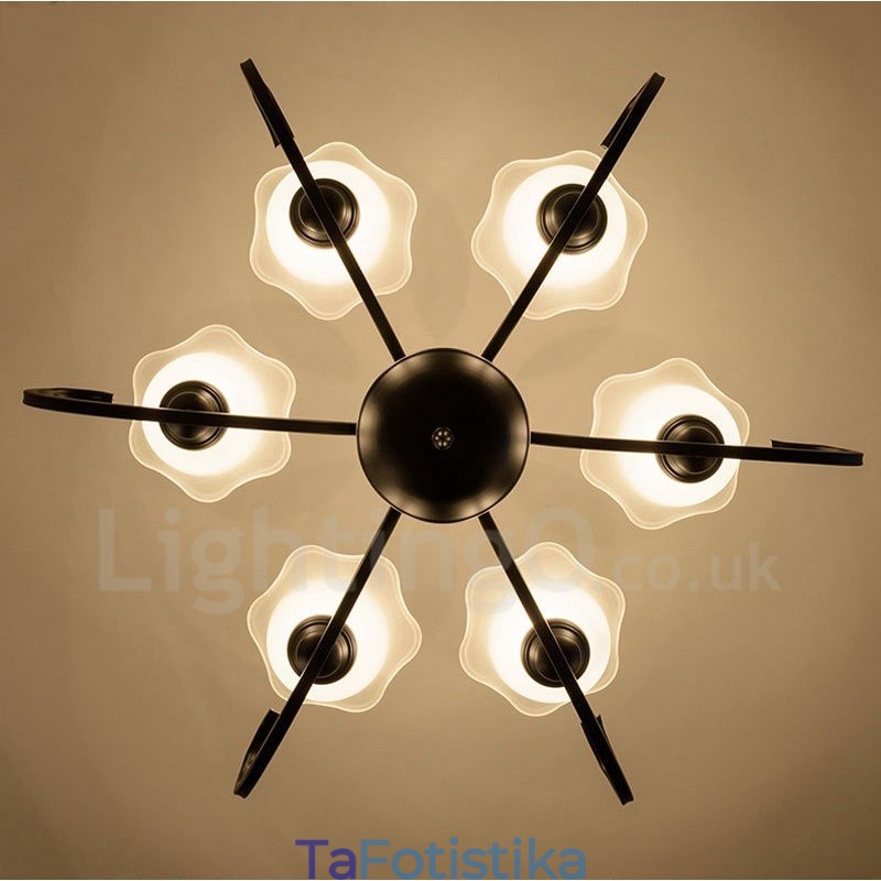 Ενσωματωμένος μεταλλικός πολυέλαιος 6 Light Rustic Lodge