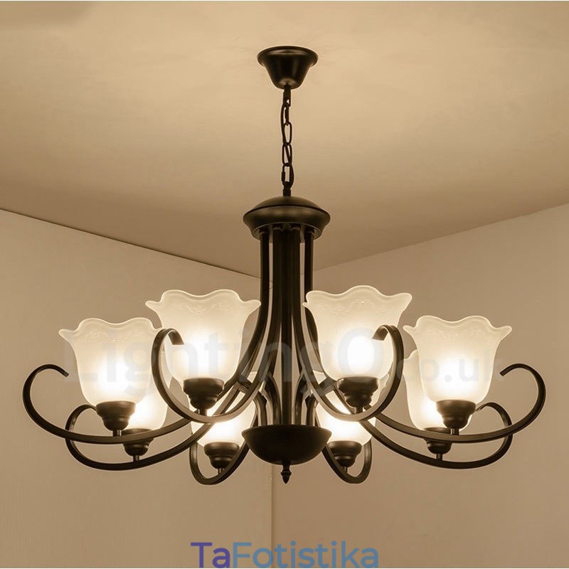 Ενσωματωμένος μεταλλικός πολυέλαιος 8 Light Rustic Lodge