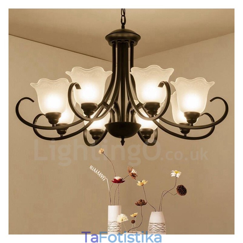 Ενσωματωμένος μεταλλικός πολυέλαιος 8 Light Rustic Lodge