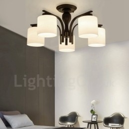 5 Light Country Ενσωματωμένος μεταλλικός πολυέλαιος με γυάλινη απόχρωση