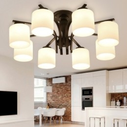 8 Light Country Ενσωματωμένος μεταλλικός πολυέλαιος με γυάλινη απόχρωση