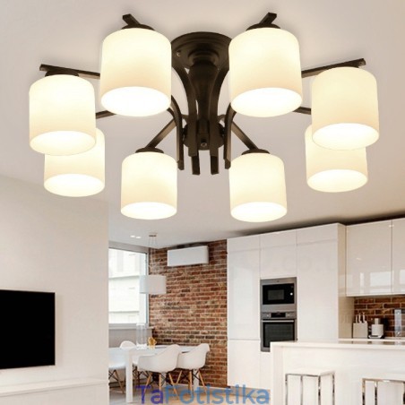 8 Light Country Ενσωματωμένος μεταλλικός πολυέλαιος με γυάλινη απόχρωση 8 Light Country Ενσωματωμένος μεταλλικός πολυέλαιος με γυάλινη απόχρωση