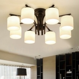 8 Light Country Ενσωματωμένος μεταλλικός πολυέλαιος με γυάλινη απόχρωση