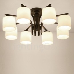 8 Light Country Ενσωματωμένος μεταλλικός πολυέλαιος με γυάλινη απόχρωση