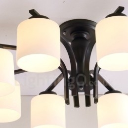 8 Light Country Ενσωματωμένος μεταλλικός πολυέλαιος με γυάλινη απόχρωση