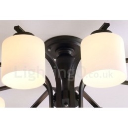 8 Light Country Ενσωματωμένος μεταλλικός πολυέλαιος με γυάλινη απόχρωση