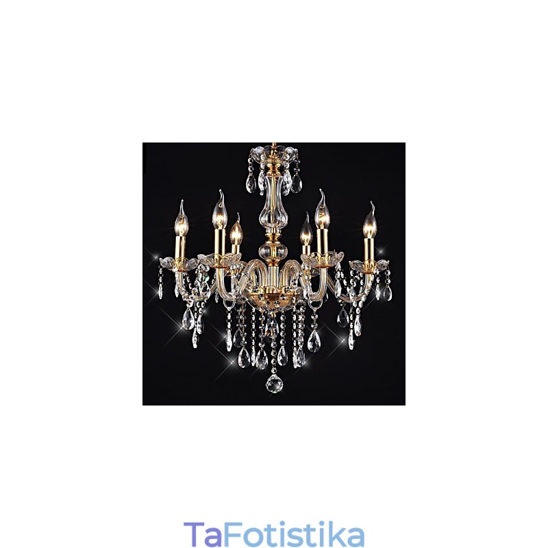 Chandelier 6 Lights Golden Vintage σε κρύσταλλο χαρακτηριστικό