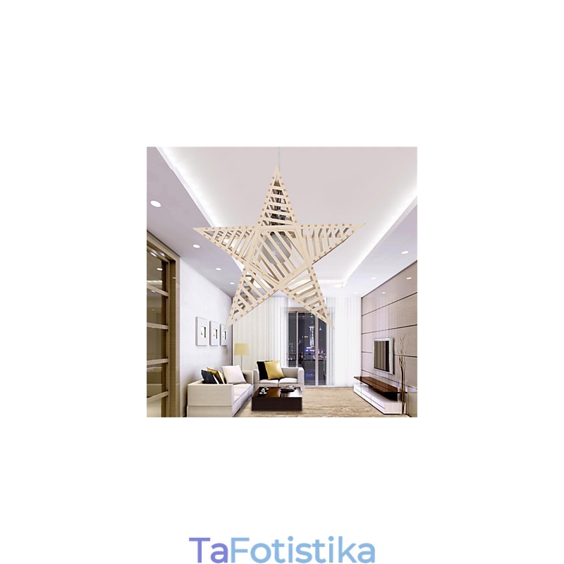 Vintage πεντάκτινος πολυέλαιος από ξύλο Star