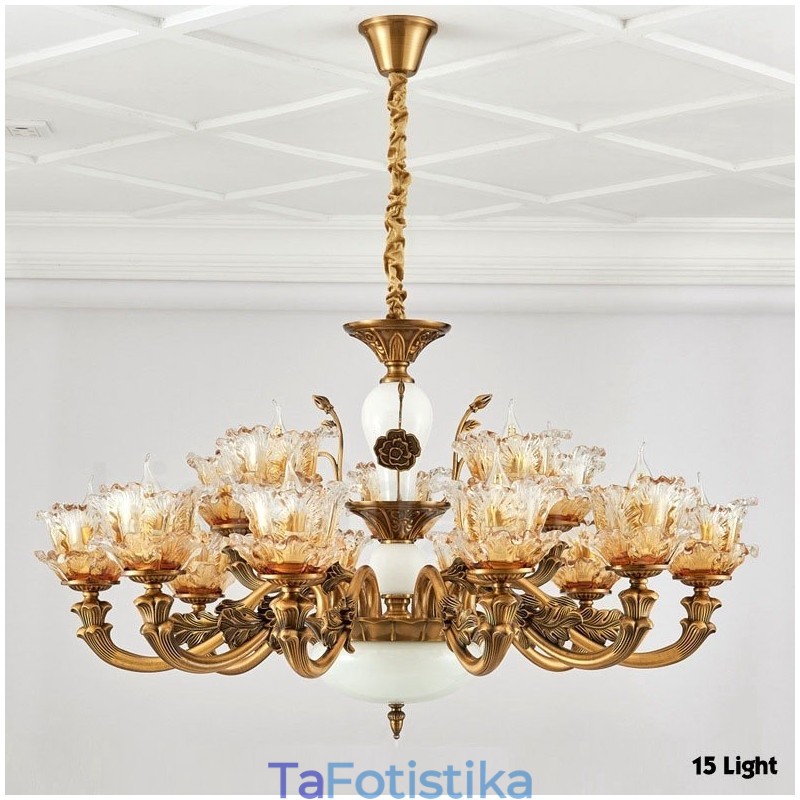 15 Light Traditional Classic Ενσωματωμένος Μεταλλικός Πολυέλαιος