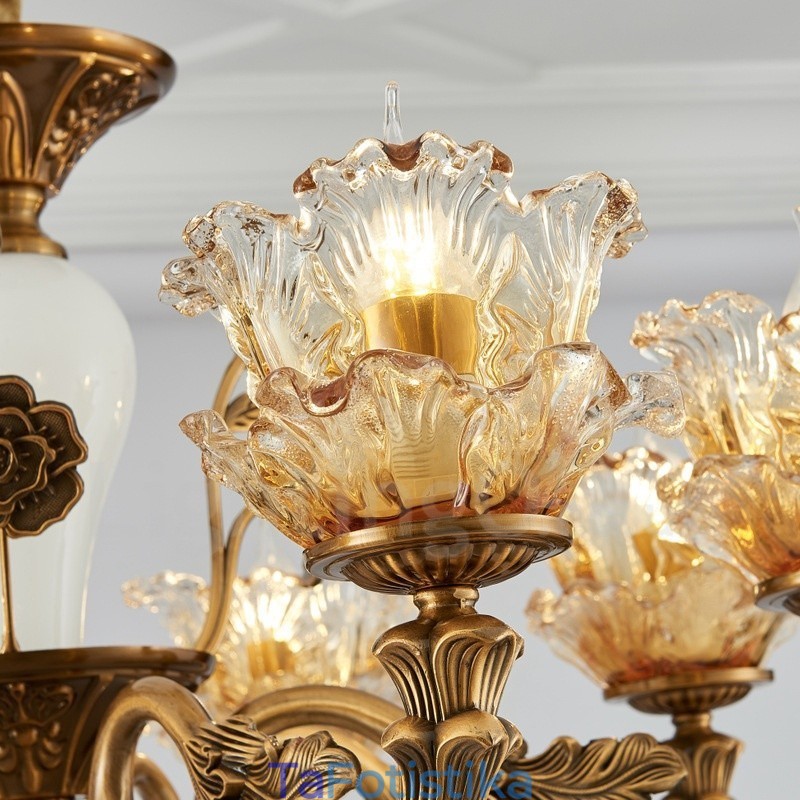 15 Light Traditional Classic Ενσωματωμένος Μεταλλικός Πολυέλαιος