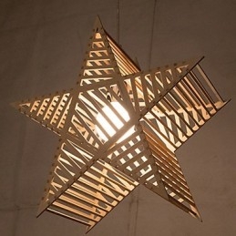 Vintage πεντάκτινος πολυέλαιος από ξύλο Star