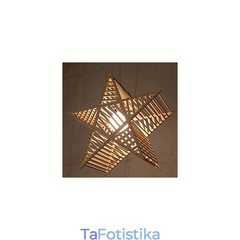 Vintage πεντάκτινος πολυέλαιος από ξύλο Star