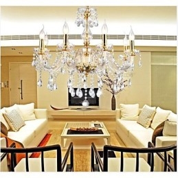 Chandelier 6 Lights Golden Vintage σε κρύσταλλο χαρακτηριστικό