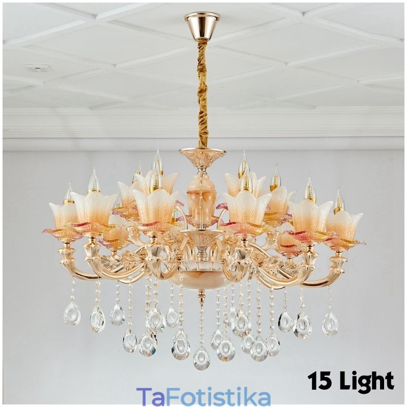 15 Light Traditional Classic Ενσωματωμένος Μεταλλικός Πολυέλαιος