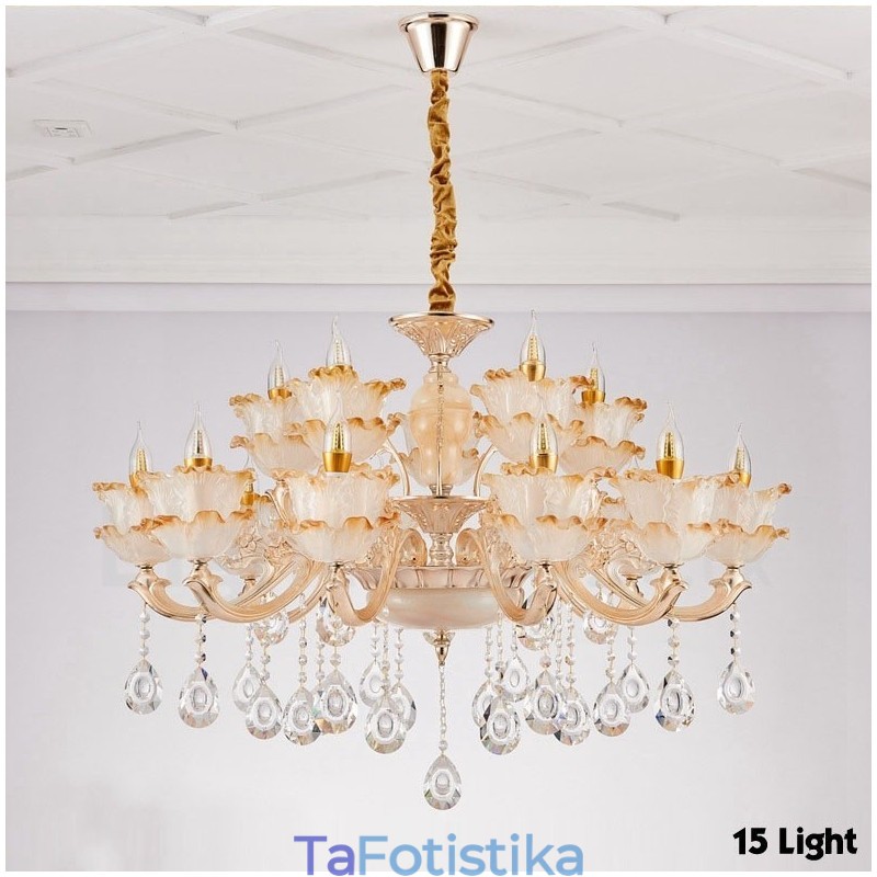 15 Light Traditional Classic Ενσωματωμένος Μεταλλικός Πολυέλαιος
