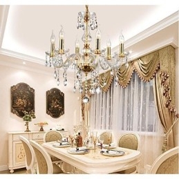 Chandelier 6 Lights Golden Vintage σε κρύσταλλο χαρακτηριστικό