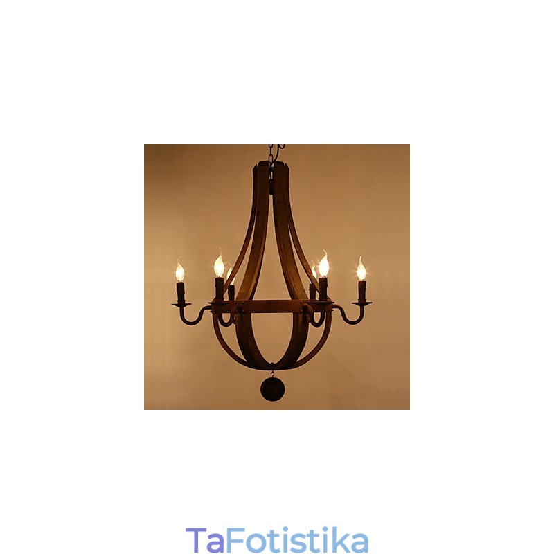 Vintage αμερικάνικο ρουστίκ μενταγιόν Winerel πολυέλαιος φωτιστικό ζωντανό και φωτιστικό