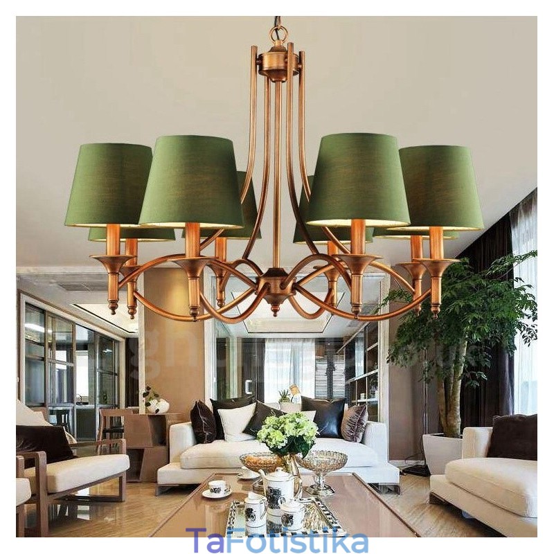 Ενσωματωμένος μεταλλικός πολυέλαιος 8 Light Rustic Lodge