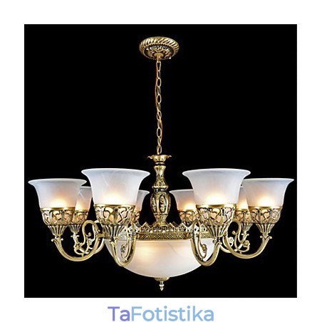 Bronze Chandelier Eleven Lights Moire Glass European Retro Classic Bronze Chandelier Eleven Lights Moire Glass European Retro Classic