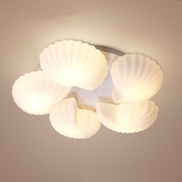 Conch 5 Light Παραδοσιακός Κλασικός Ενσωματωμένος Πολυέλαιος με Γυάλινη Σκιά