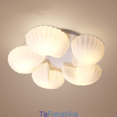 Conch 5 Light Παραδοσιακός Κλασικός Ενσωματωμένος Πολυέλαιος με Γυάλινη Σκιά Conch 5 Light Παραδοσιακός Κλασικός Ενσωματωμένος Πολυέλαιος με Γυάλινη Σκιά
