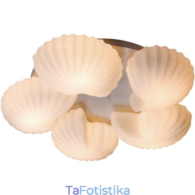 Conch 5 Light Παραδοσιακός Κλασικός Ενσωματωμένος Πολυέλαιος με Γυάλινη Σκιά