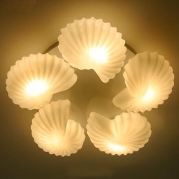 Conch 5 Light Παραδοσιακός Κλασικός Ενσωματωμένος Πολυέλαιος με Γυάλινη Σκιά