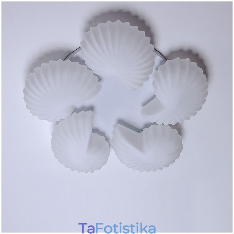 Conch 5 Light Παραδοσιακός Κλασικός Ενσωματωμένος Πολυέλαιος με Γυάλινη Σκιά