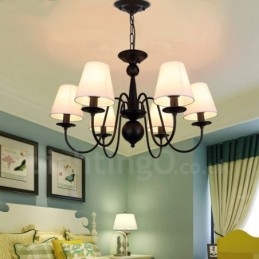 Ενσωματωμένος μεταλλικός πολυέλαιος 6 Light Rustic Lodge με υφασμάτινη απόχρωση