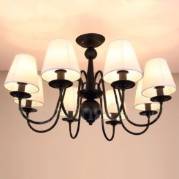 Ενσωματωμένος μεταλλικός πολυέλαιος 8 Light Rustic Lodge με υφασμάτινη απόχρωση
