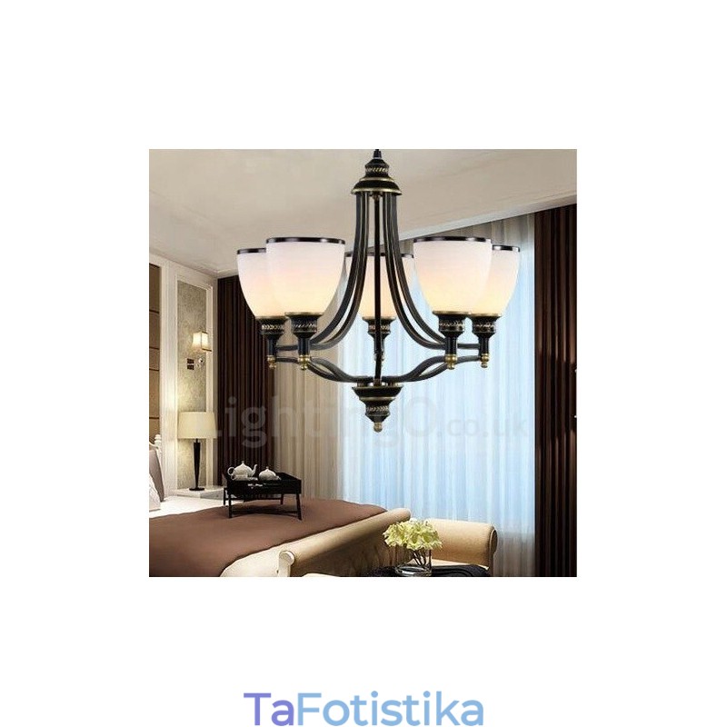 Ενσωματωμένος μεταλλικός πολυέλαιος 5 Light Rustic Lodge