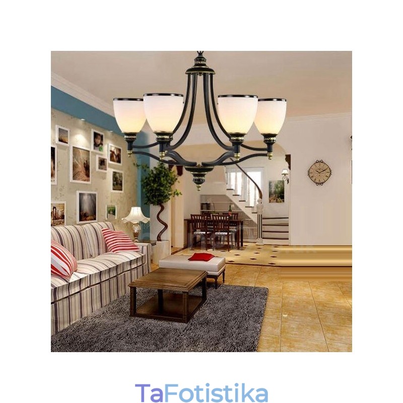 Ενσωματωμένος μεταλλικός πολυέλαιος 6 Light Rustic Lodge