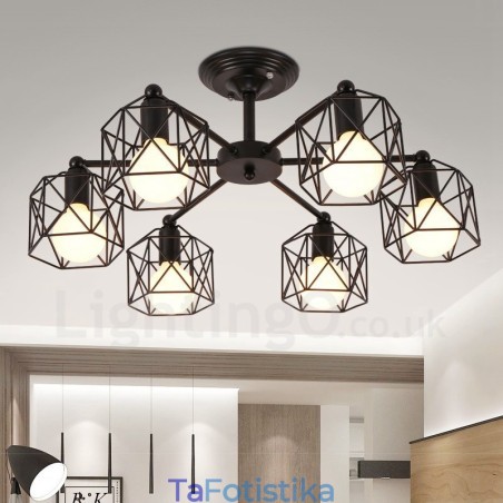 Ενσωματωμένος πολυέλαιος 6 Light Rustic Lodge Ενσωματωμένος πολυέλαιος 6 Light Rustic Lodge
