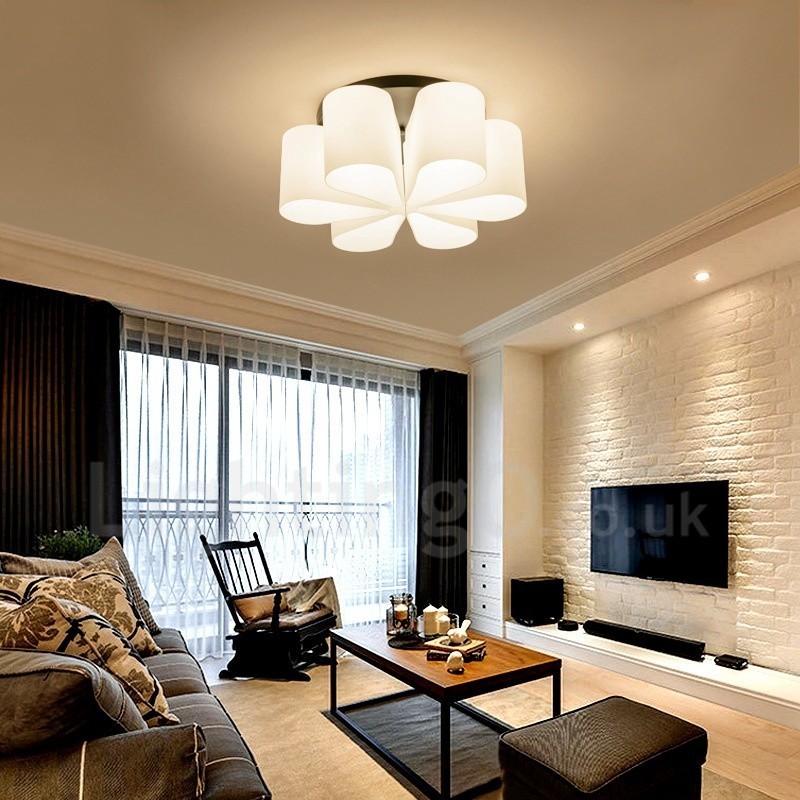 6 Light Rustic Lodge Ενσωματωμένο Flush Mount Light