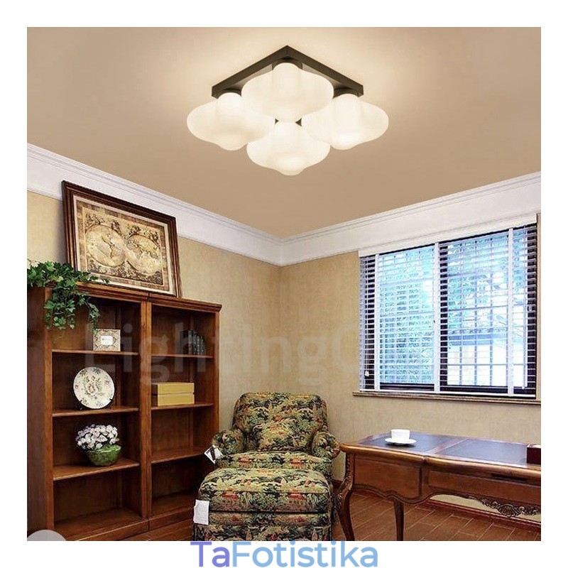 4 Light Rustic Lodge Ενσωματωμένο Flush Mount Light