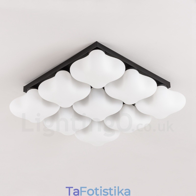 9 Light Rustic Lodge Ενσωματωμένο Flush Mount Light