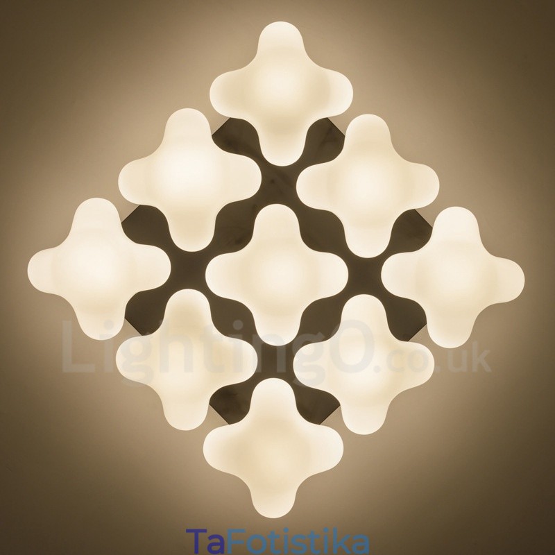 9 Light Rustic Lodge Ενσωματωμένο Flush Mount Light
