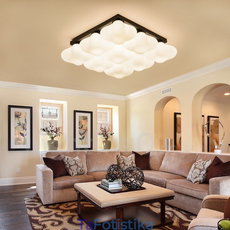 9 Light Rustic Lodge Ενσωματωμένο Flush Mount Light
