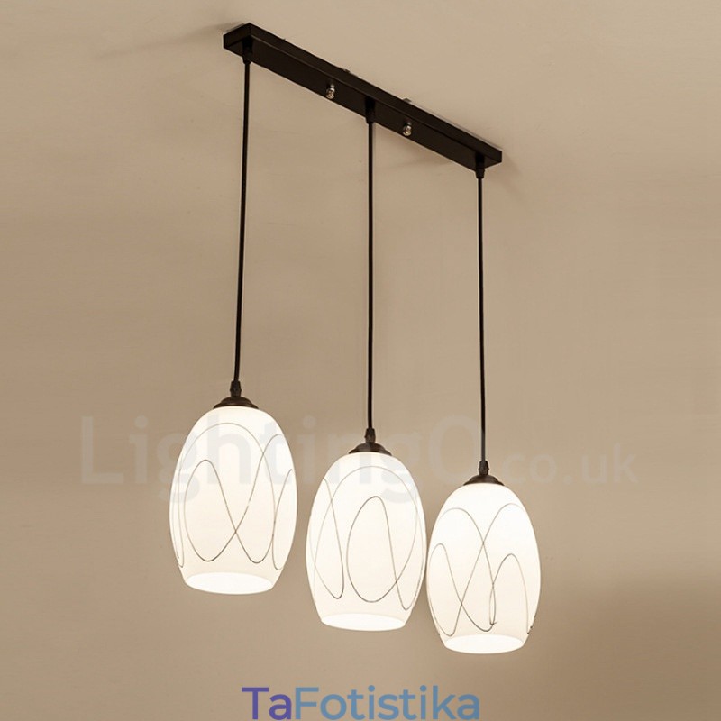 3 Light Rustic Lodge Ενσωματωμένο μεταλλικό κρεμαστό φως